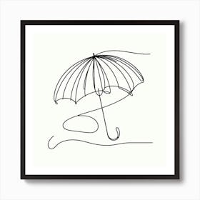 One line, An umbrella, Picasso style Art Print