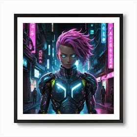 Girl In A Futuristic Outfit Art Print