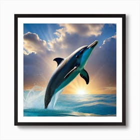 Dolphin Jumping Out Of The Water Art Print