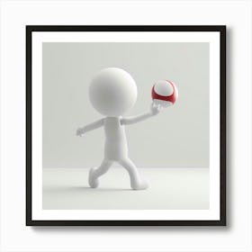 3d Character Holding A Ball Art Print