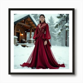 Burgundy Wedding Dress 2 Art Print