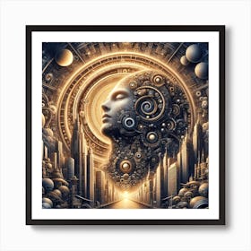 Futuristic Portrait Of A Woman Art Print