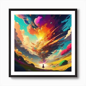 Color Explosion, an abstract AI art piece that bursts with vibrant hues and creates an uplifting atmosphere. Generated with AI,Art style_Studio Ghibli,CFG Scale_3,Step scale_50 Art Print