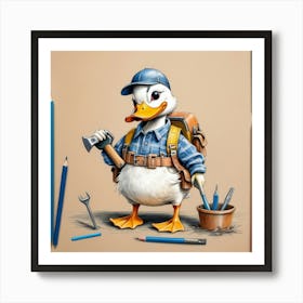 Duck With Tools 1 Art Print