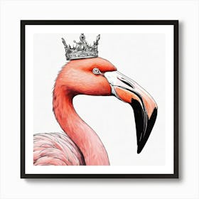 Flamingo With Crown 1 Art Print