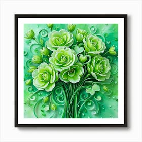 Green Roses Art Print