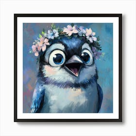 Little Bird In A Flower Crown Art Print