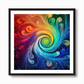 Rainbow Spiral Abstract Art Art Print