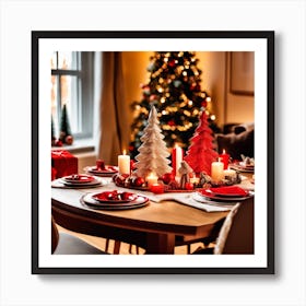 Christmas Decorations On Table In Living Room (19) Art Print