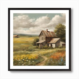 Old House In The Field Art Print