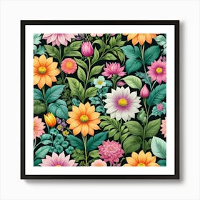 Floral Seamless Pattern 10 Poster