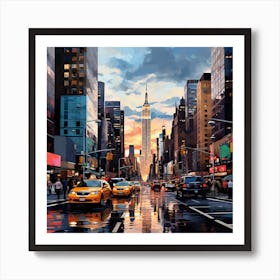 New York City At Dusk 1 Art Print