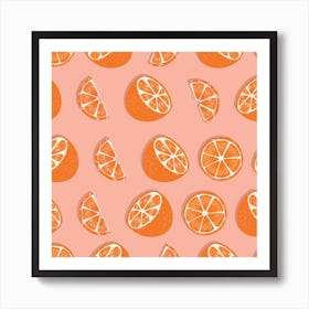 Orange Pattern On Pink Square Art Print