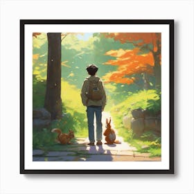 Boy In A Forest Art Print