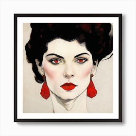 Woman With Red Eyes Art Print