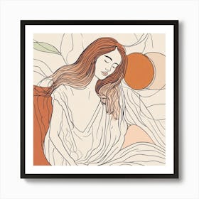 Calm Woman With Long Hair Art Print