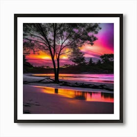 Sunset On The Beach 36 Art Print