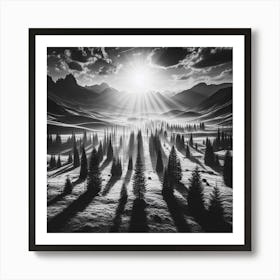 Sunrise In The Mountains Art Print