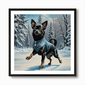 Chihuahua On Ice Art Print