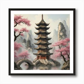 Chinese Pagoda Art Print 1 Poster