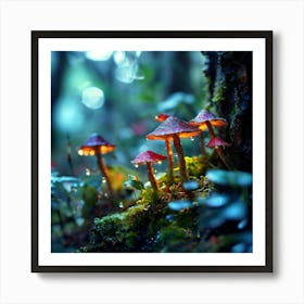 Watercolor Enchanted Forest With Illumination Fairys Studio Photography Complex Details Art Print