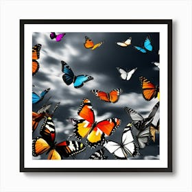 Colorful Butterflies In The Sky 7 Art Print