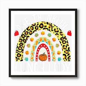 One Thankful Lunch Lady Thanksgiving Rainbow Leopard Fall Art Print