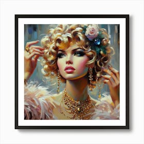 Girl With Feathers Art Print