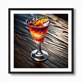 Cocktail On A Wooden Table Art Print