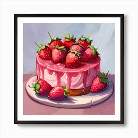 Strawberry Cake Art Print