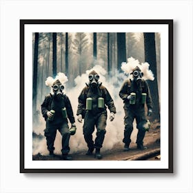 Gas Masks In The Forest 4 Art Print
