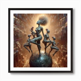 Futuristic Dancers 3 Art Print