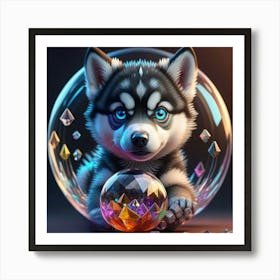 Husky Puppy With Crystal Ball Art Print