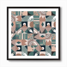 The Mid Century Grid Pattern Square Art Print