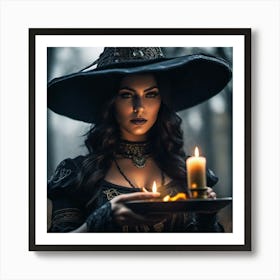 Witch Holding A Candle Art Print