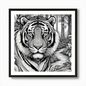 Line Art tiger Art Print