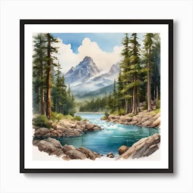 Mountain Landscape painting Art Print