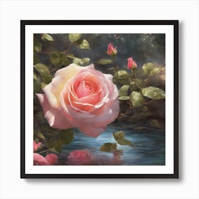 Roses By The Water Art Print