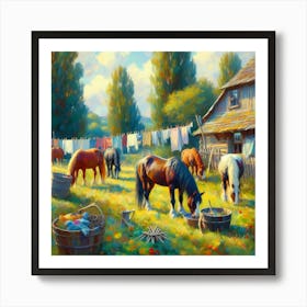 Horses In The Countryside Art Print