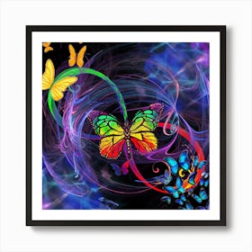  Butterflies And Swirls Art Print