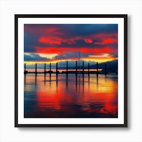 Sunset At The Docks Art Print