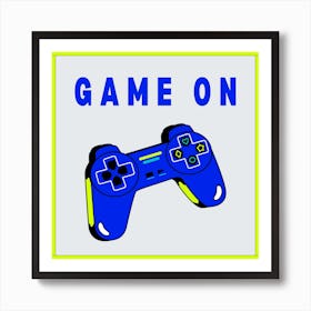 Game On Gaming Room Blue Art Print