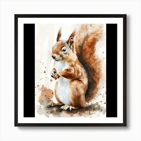 Squirrel Watercolor Painting Art Print