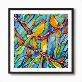 Birds On Branches Art Print