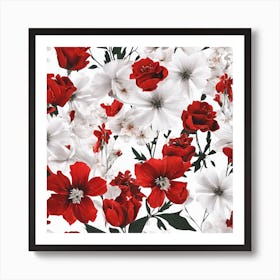 Red And White Flowers Art Print