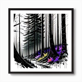 Forest In Black And White Art Print