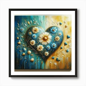 Heart shaped flowers acrylic art 4 Art Print