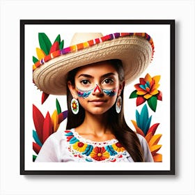 Mexican Girl With Sombrero 5 Art Print