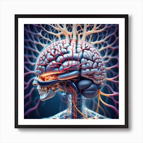 Human Brain 3d Illustration 3 Art Print