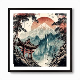 Asian Landscape Wall Art Print Art Print